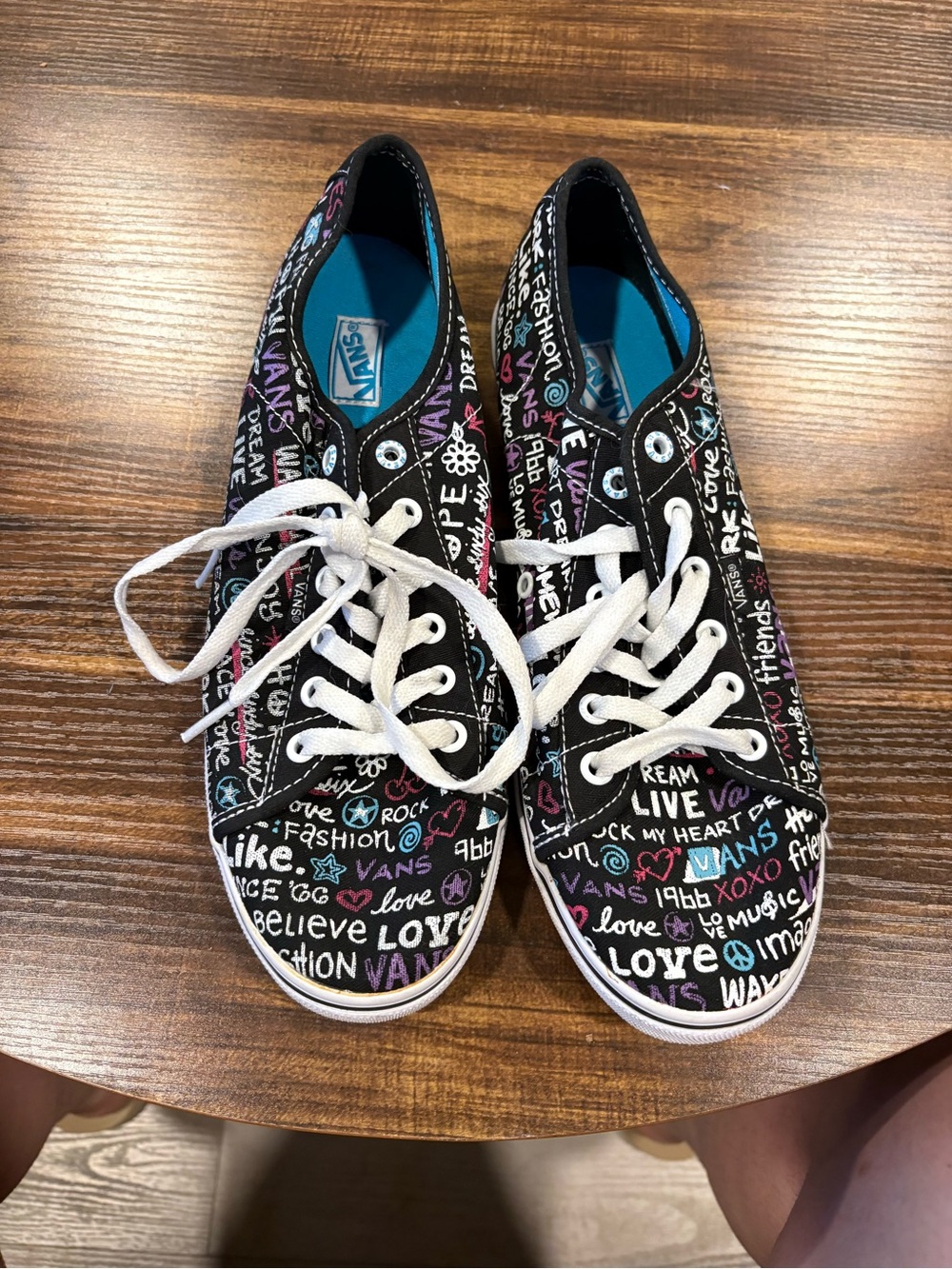 Vans Black Canvas Sneakers with Multicolor Script